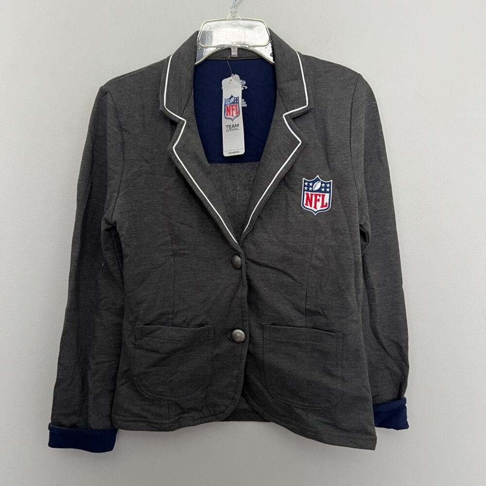 NWT Women's Majestic Official NFL Team Apparel Gray NFL Logo Blazer Size Small